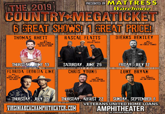 2019 Country Megaticket Tickets (Includes All Performances) at Veterans United Home Loans Amphitheater